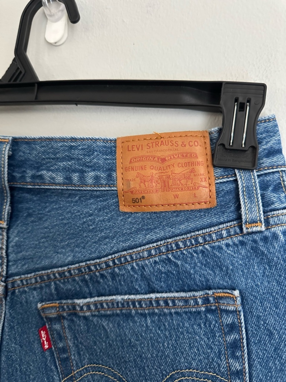 Levi's Light Blue Distressed High-Rise Jean Shorts - Picture 5 of 13